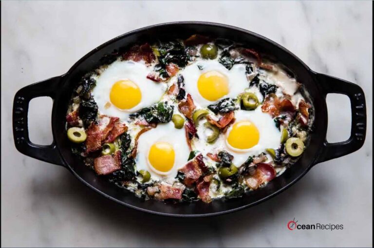 Baked Eggs With Swiss Chard And Green Olives – OceanRecipes