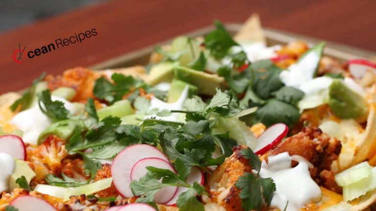 Cheesy Buffalo Cauliflower Nachos by OceanRecipes
